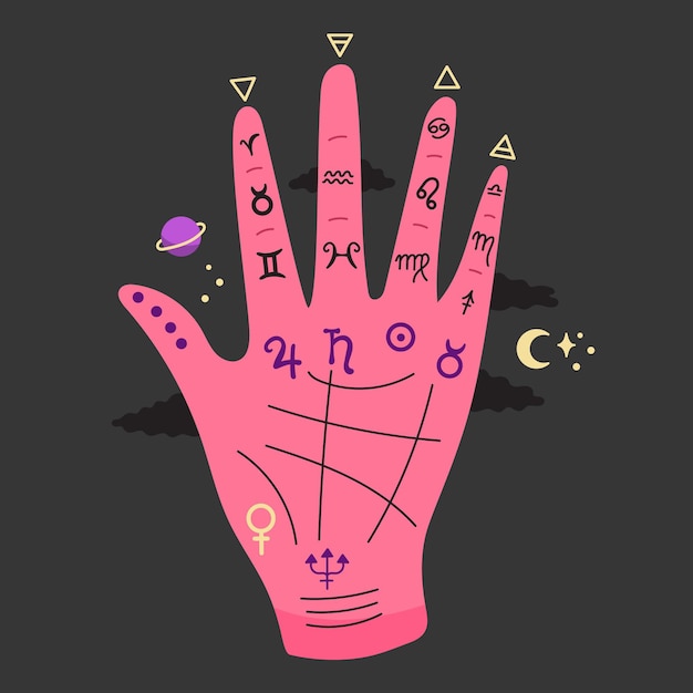 Palmistry concept with esoteric symbols – Free Stock Photo Download