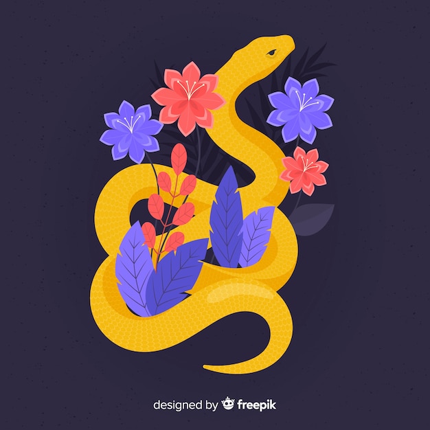 Snake with flowers background