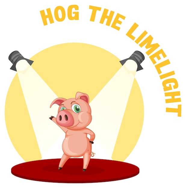 English Idiom with Picture Description for Hog the Limelight