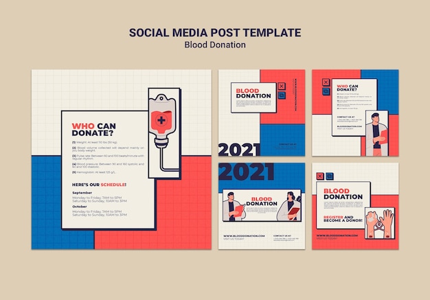 Blood Donation Social Media Post Template Design