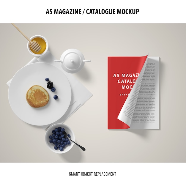 A5 Magazine Catalogue Mockup for Free Download