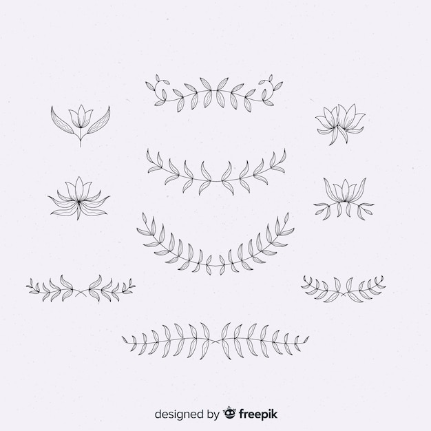 Hand drawn floral decoration elements