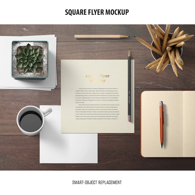 Square Flyer Mockup for Free Download