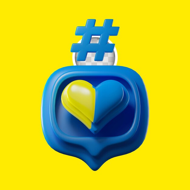 Heart 3D Icon of Support for Ukraine – Free Download