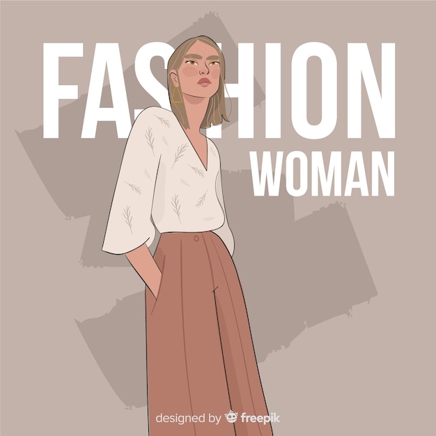 Fashion illustration with female model – Free Download