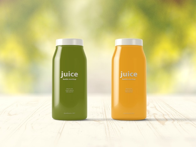 Green and Yellow Juice Bottle Mockup for Free Download