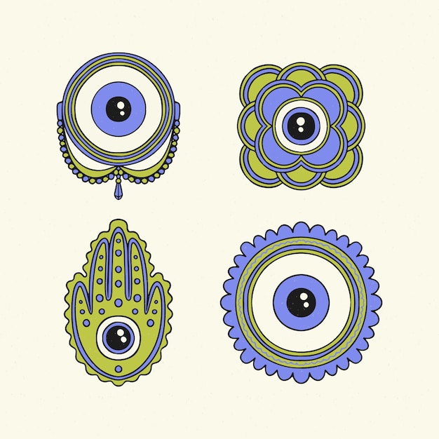 Hand drawn evil eye symbols