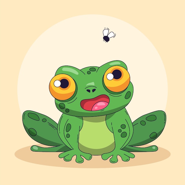 Hand drawn frog cartoon illustration