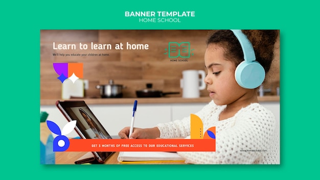 Home Schooling Banner Template Free Download