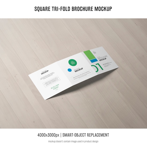 Square Tri-Fold Brochure Mockup for Free Download