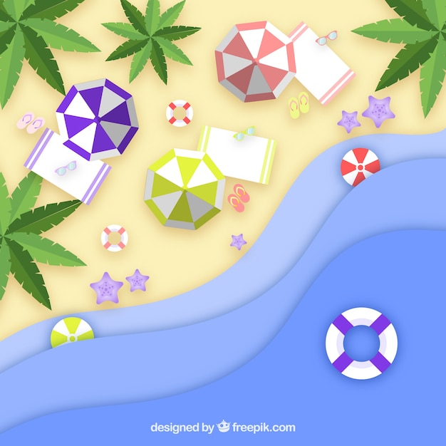 Beach from the top background in paper style – Vector Templates for Free Download