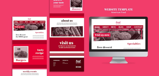 American Food Website Template with Free Download of PSD Templates