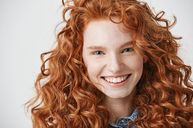 Close up of redhead beautiful girl with freckles smiling – Free Stock Photo Download