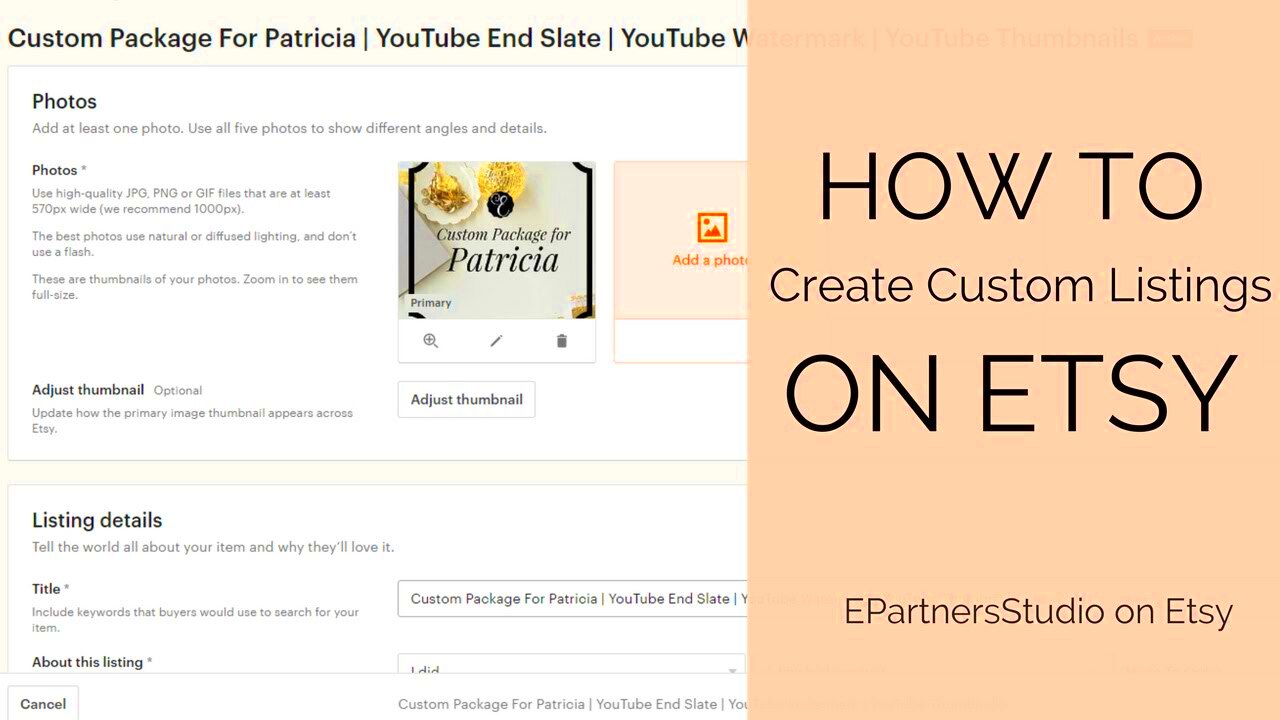 HOW TO Create Custom Listings on Etsy Tutorial YouTube