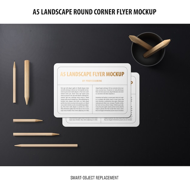 A5 Landscape Flyer Mockup Free Download