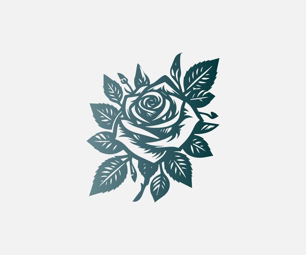 Rose Flower Silhouette Vector Illustration on a White Background