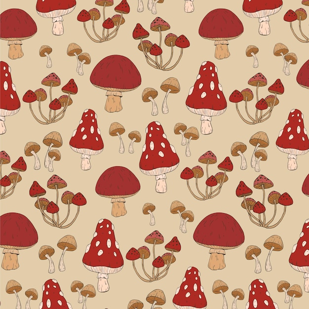 Hand Drawn Mushroom Pattern for Free Download