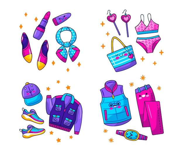 Kawaii Apparel and Accessories Stickers Available for Free Download