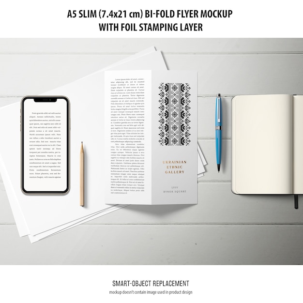 A5 Slim Bi-Fold Flyer Mockup for Free Download