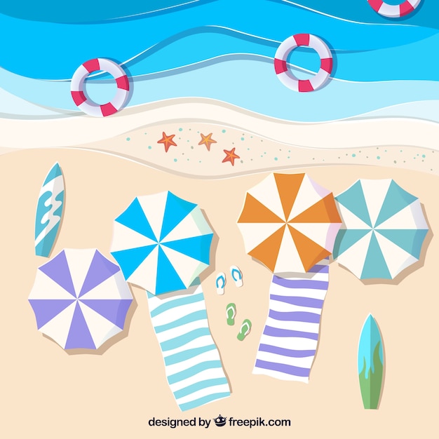 Beach from the top with paper texture – Vector Templates for free download