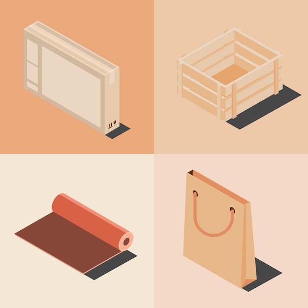 Vector Templates: Icons, Boxes, and Bag – Free Download