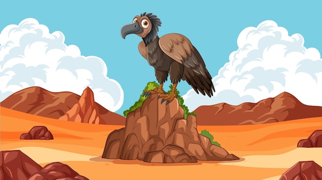 Vulture Perched on Desert Outcrop – Free Stock Photo Download