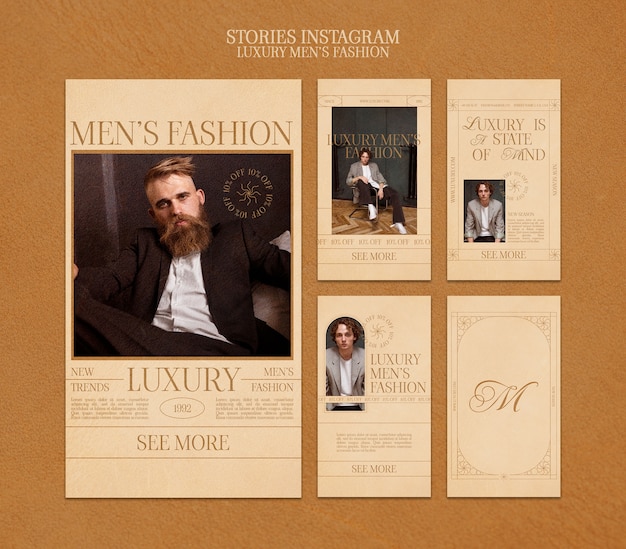 Flat design luxury menâs fashion Instagram stories