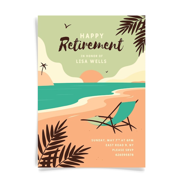 Organic Flat Retirement Greeting Card Vector Template – Free Download