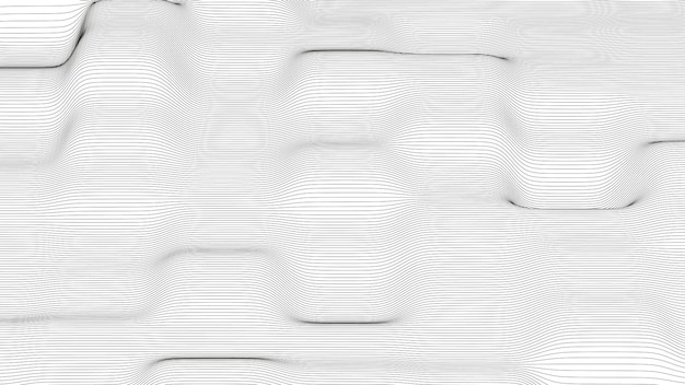 Abstract Background with Distorted Line Shapes on a White Background Monochrome Sound Line Waves