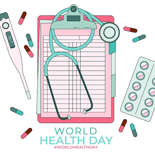 Hand drawn flat world health day illustration – Free Download