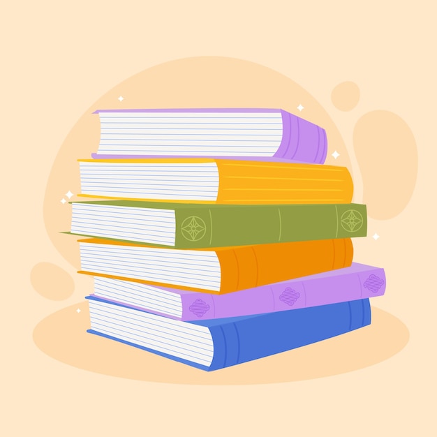 Hand Drawn Flat Design Stack of Books – Free Download Vector Template