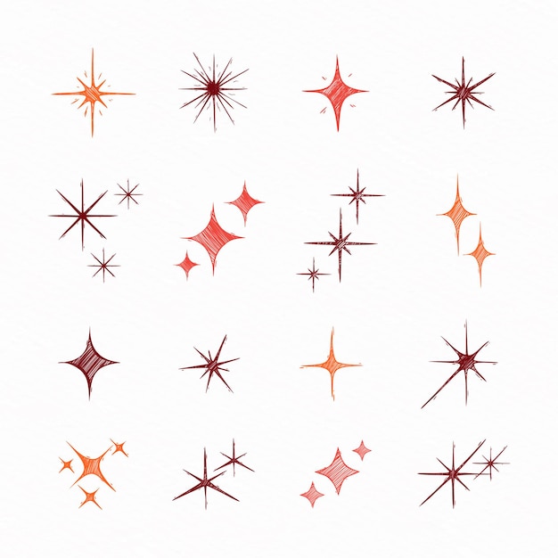 Hand drawn sparkling stars collection