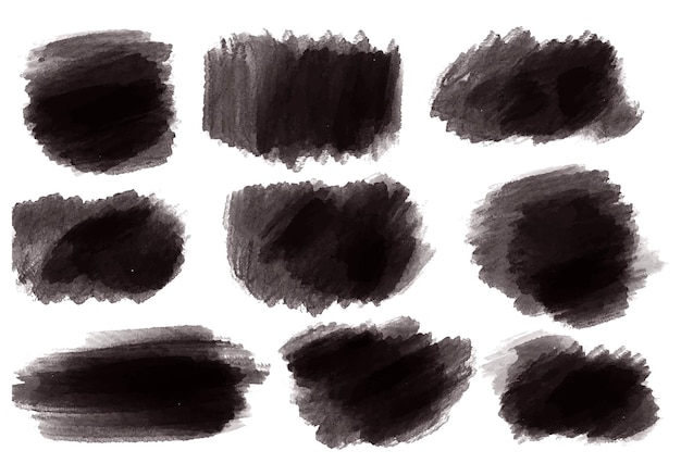 Ink Paint Black Brush Stroke Splatter Set Design Vector Templates – Free Download