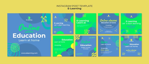 Flat Design E-learning Instagram Posts