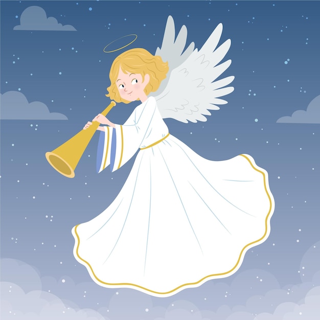 Cute Drawn Christmas Angel Vector Templates for Free Download