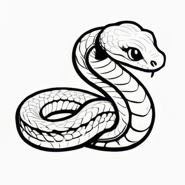 Black and White Snake Drawing with Outline – Free Download!