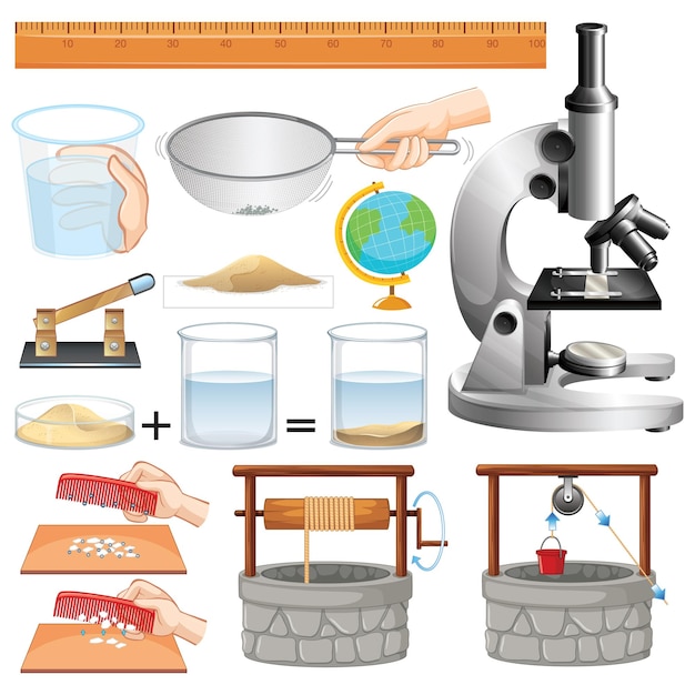 Science Equipments on White Background – Free Download