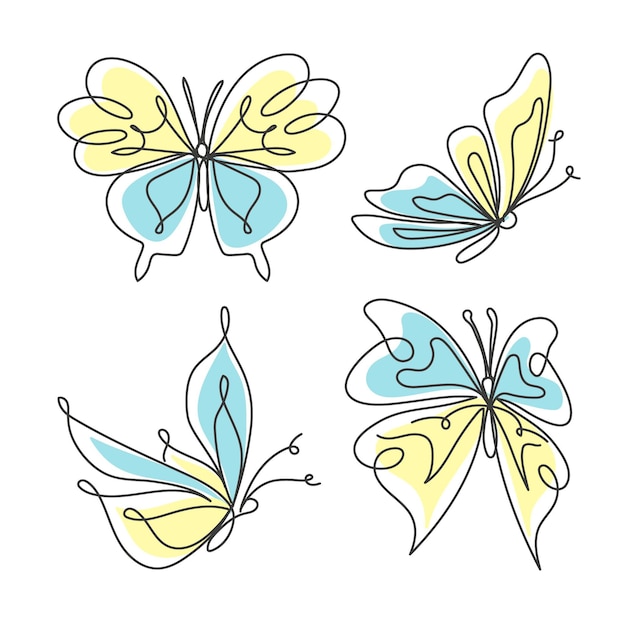 Hand drawn butterfly outline pack – Free Download