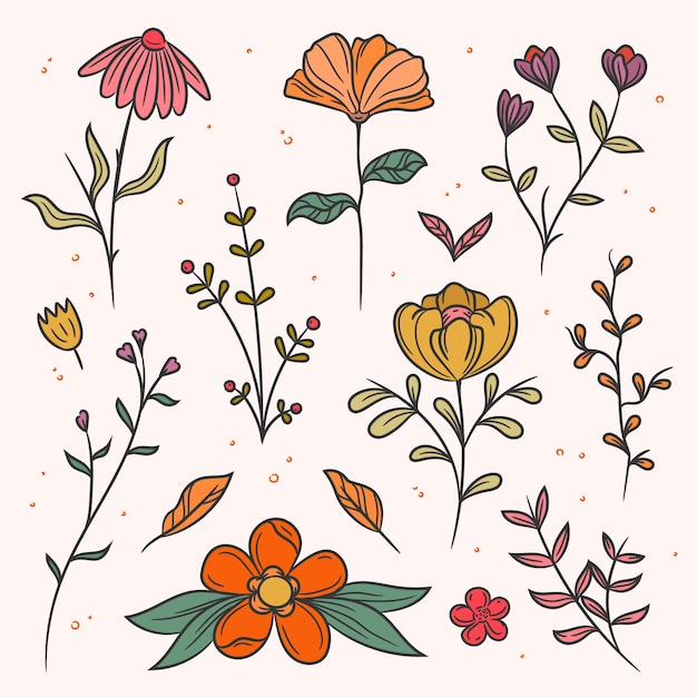 Vector Templates: Flowers and Leaves with Dots Design Spring Collection