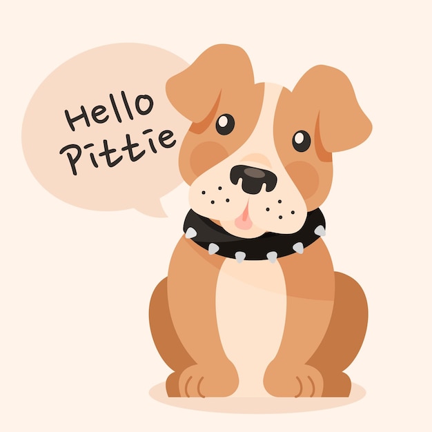 Cartoon Cute Pitbull Illustration