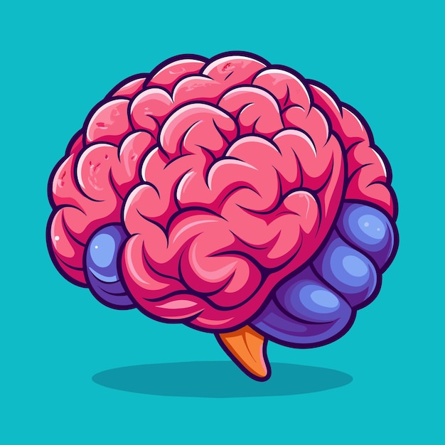 Colorful Brain Cartoon Vector Illustration