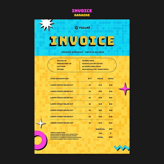 Karaoke Party Invoice Template for Free Download