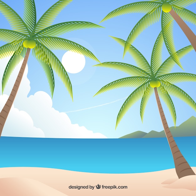 Paradise Tropical Beach Vector Templates for Free Download