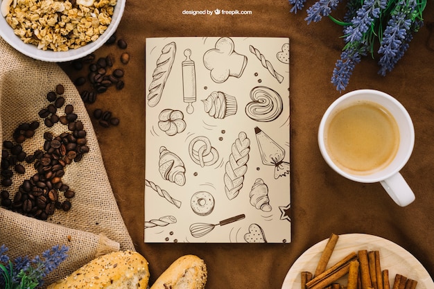 Book cover composition with coffee beans