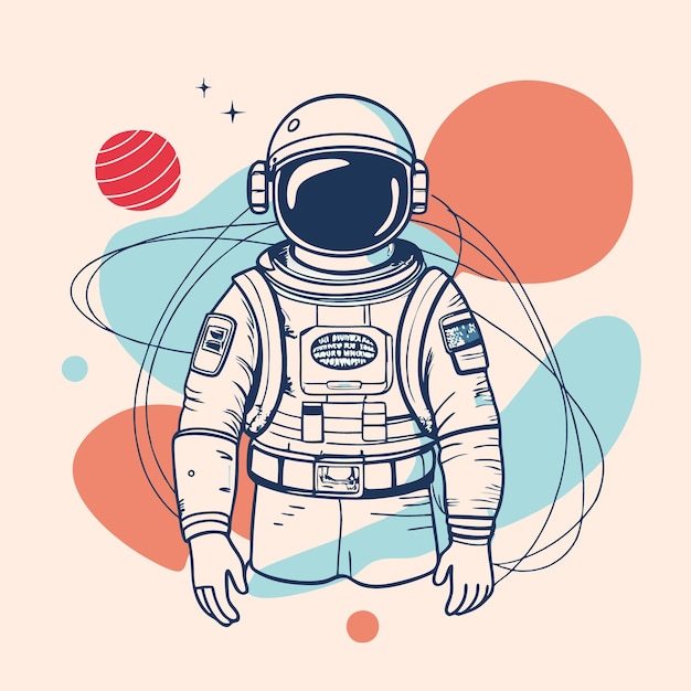 Illustration of an astronaut with abstract shapes in the background