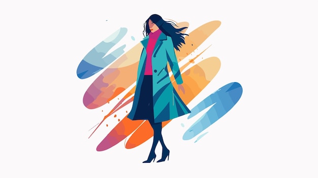 Abstract Woman in Coat Illustration Vector – Free Download