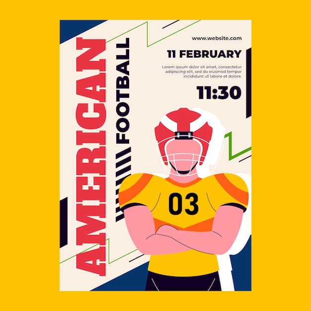 Flat American Football Championship Vertical Poster Template