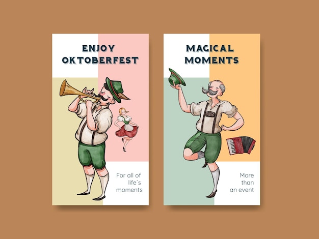 Oktoberfest Festive Concept Watercolor Style Instagram Template