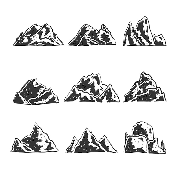 Hand Drawn Mountain Outline Illustration