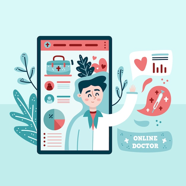 Online Doctor Concept Vector Templates – Free Download